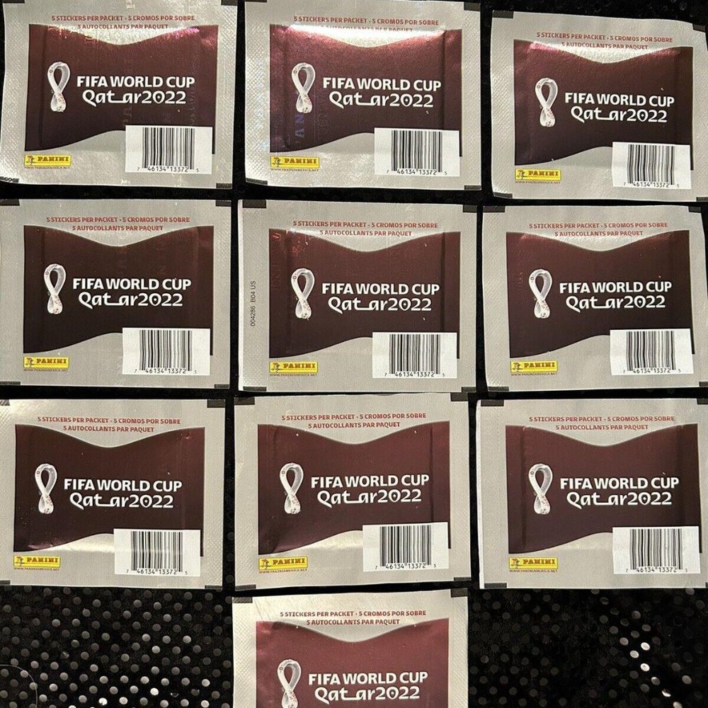 10x Packs of PANINI WORLD CUP QATAR 2022 STICKERS (50 Total Stickers) US Version